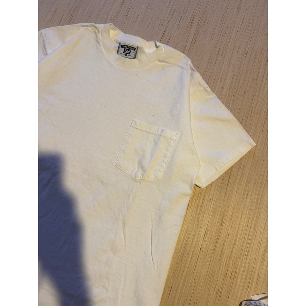 Vintage Lee Total Cotton Pocket T-Shirt White Made in USA Mens Medium 44